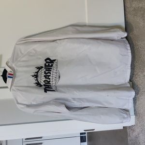 Large white and black thrasher jacket